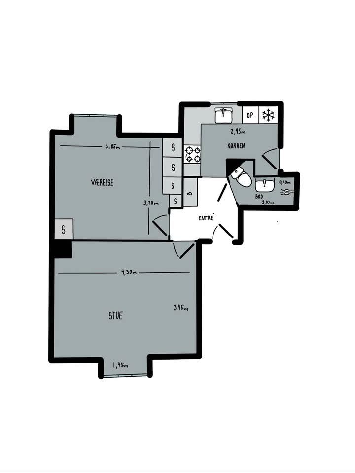 Andelsbolig på 52 m², Aalborg, billede 1